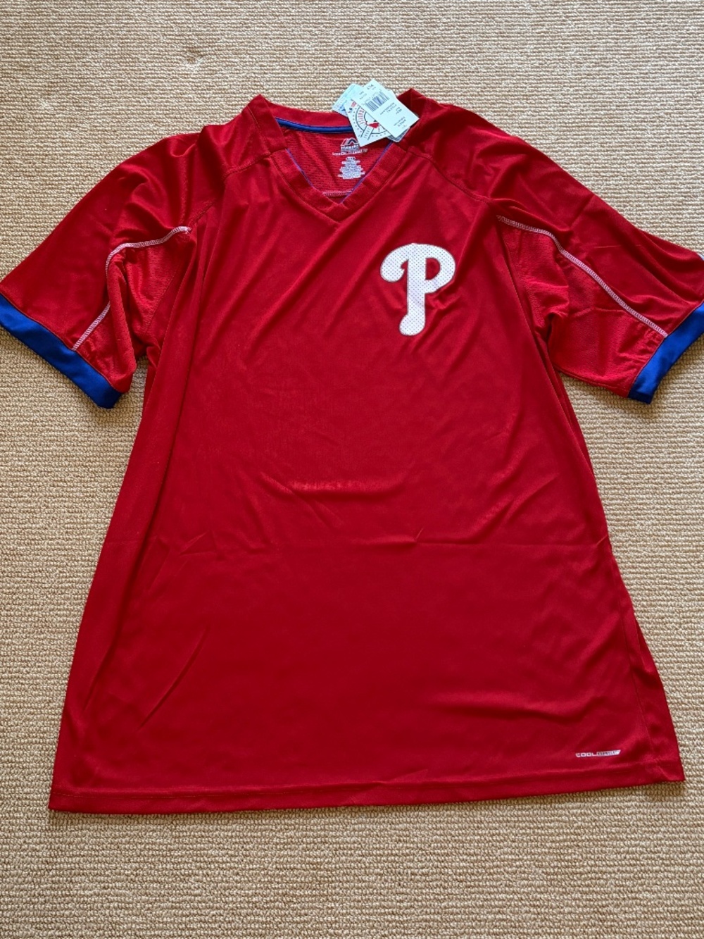 Men's Phillies Baseball Majestic Cool Base Jersey, Size XLT NWT